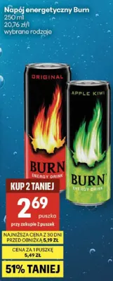 Napój energetyczny Burn promocja w Delikatesy Centrum