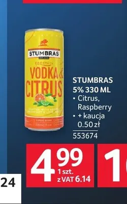 Napój alkoholowy Stumbras Citrus 5% promocja w Selgros
