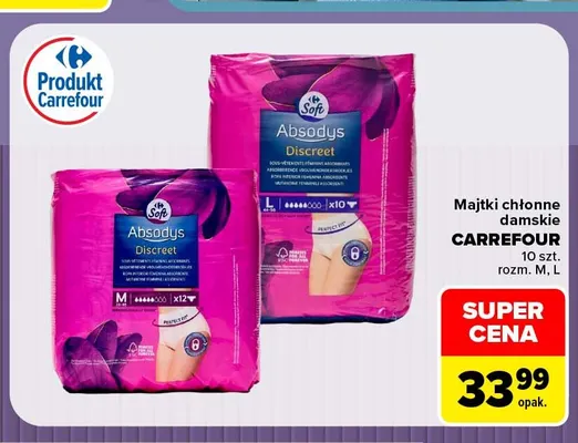 Majtki chłonne damskie L Carrefour promocja w Carrefour