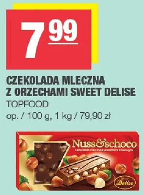 Czekolada mleczna z orzechami sweet delise promocja w SPAR