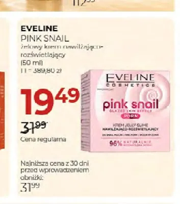 Żelowy krem nawilżająco-rozświetlający Pink Snail Eveline promocja w Drogerie Jawa