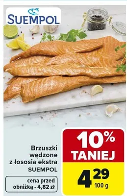 Brzuszki wędzone z łososia atlantyckiego SUEMPOL promocja w Carrefour