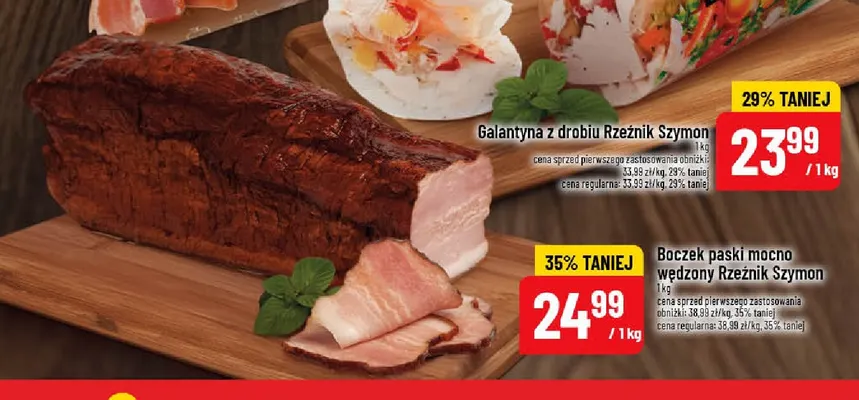 Boczek paski mocno wędzony Rzeźnik Szymon promocja w POLOmarket
