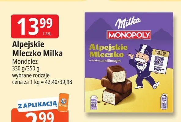 Alpejskie Mleczko Milka o smaku waniliowym promocja w Leclerc