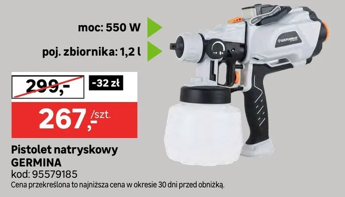 Pistolet natryskowy moc: 550W, poj. zbiornika: 1,2l promocja w Leroy Merlin