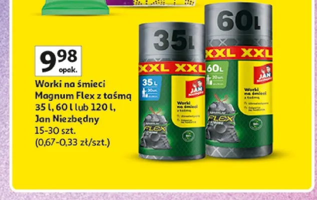 Worki na śmieci Magnum Flex z taśmą Jan Niezbędny 35 l promocja w Auchan