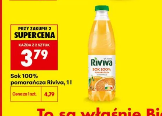 Sok 100% pomarańcza Riviva promocja w Biedronka