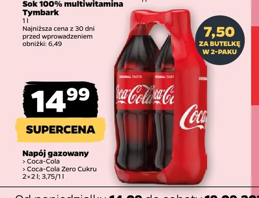 Napój gazowany Coca-Cola Zero Cukru 2-pak promocja w Netto