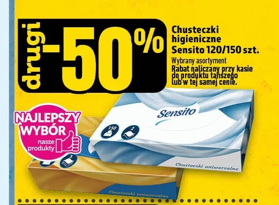Chusteczki higieniczne Sensito 150 szt. promocja w TOPAZ