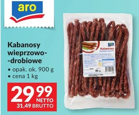 Kabanosy wieprzowo-drobiowe Aro promocja w Makro