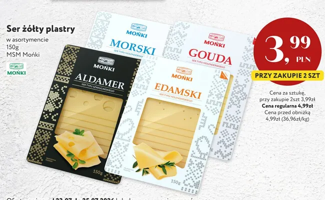 Ser żółty plastry Mońki Gouda promocja w Market Point