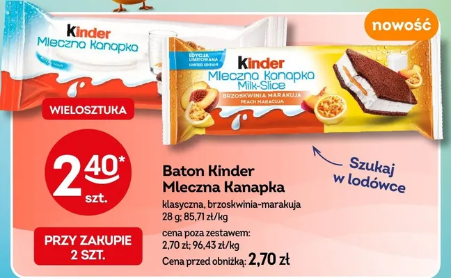 Baton Mleczna Kanapka klasyczna, brzoskwinia-marakuja promocja w Żabka