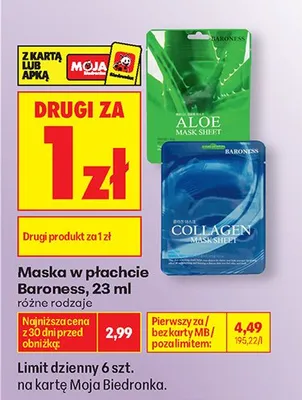 Maska w płachcie Baroness promocja w Biedronka