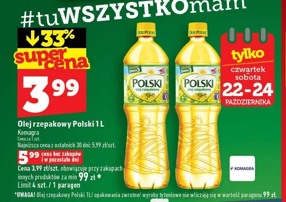 Olej rzepakowy Polski promocja w TOPAZ