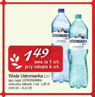 Woda niegazowana Ustronianka promocja w CEZAR Delikatesy