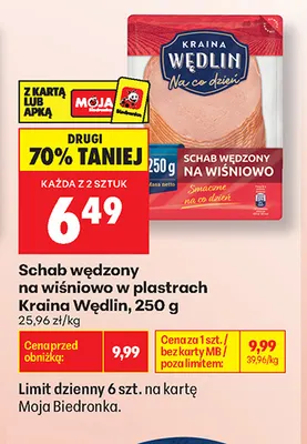 Schab wędzony na wiśniowo w plastrach Kraina Wędlin promocja w Biedronka