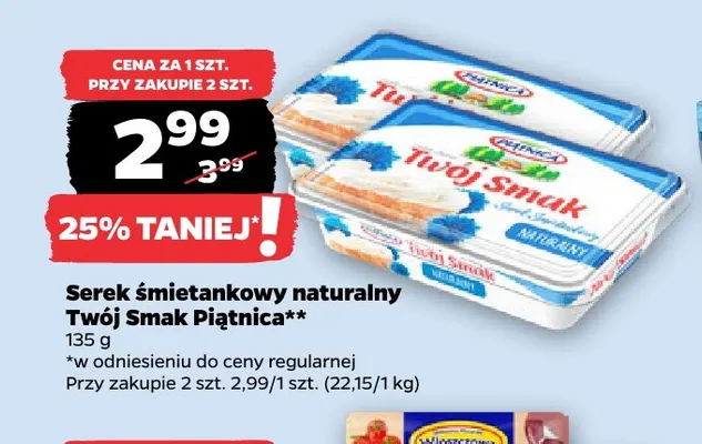 Serek śmietankowy naturalny Twój Smak Piątnica promocja w Netto