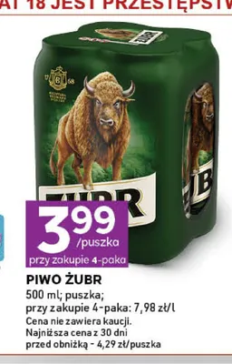 Piwo Żubr 4-pak promocja w Stokrotka