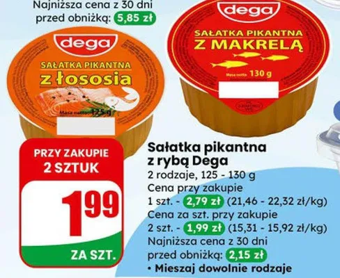 Sałatka pikantna z rybą Dega promocja w Dino