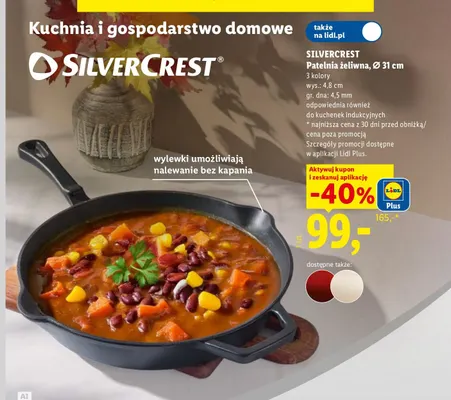Patelnia żeliwna Silvercrest Ø 31 cm promocja w Lidl