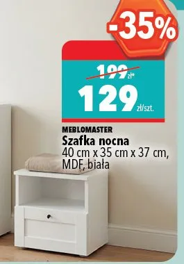 Szafka nocna MEBLOMASTER 40 cm x 35 cm x 37 cm MDF biała promocja w Biedronka Home
