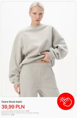 Szara bluza basic Cropp promocja w Cropp