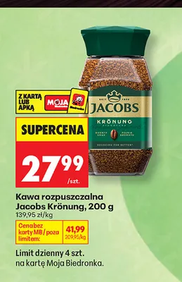Kawa rozpuszczalna Jacobs Krönung promocja w Biedronka