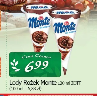 Lody Rożek Monte promocja w CEZAR Delikatesy