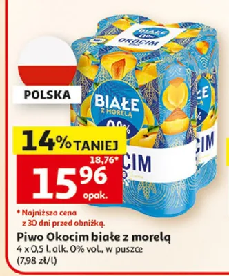 Piwo bezalkoholowe Okocim białe z morelą 4-pak 500ml promocja w Auchan