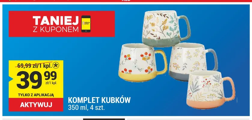 Komplet kubków 350 ml 4 szt. promocja w Merkury Market