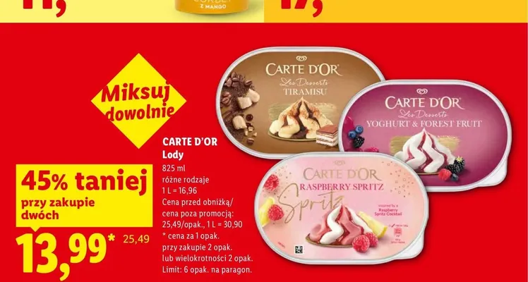 Lody Carte D'Or Tiramisu promocja w Lidl