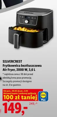 Frytkownica beztłuszczowa Air Fryer, 2000 W, 3,6 L promocja w Lidl