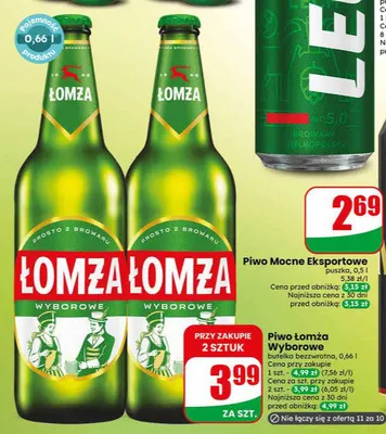 Piwo Łomża Wyborowe butelka bezzwrotna promocja w Dino