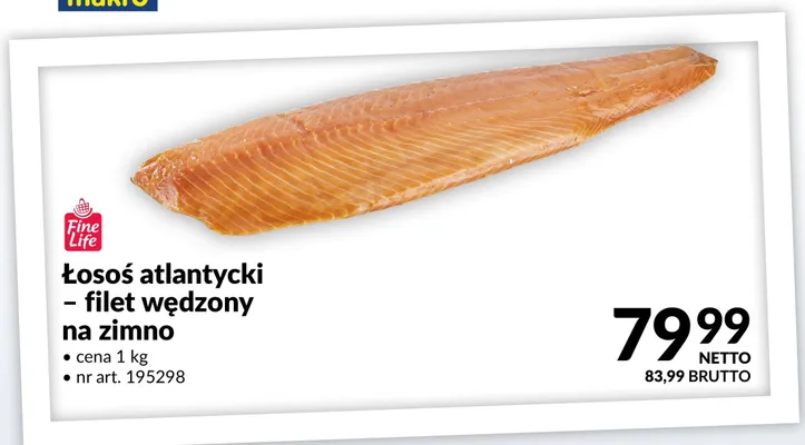 Łosoś atlantycki - filet wędzony na zimno promocja w Makro