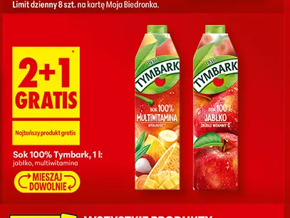 Sok multiwitamina Tymbark 100% promocja w Biedronka