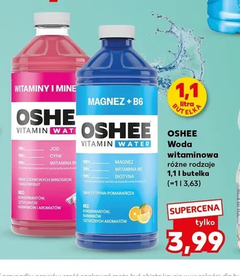 Woda witaminowa Oshee smak czerwonych winogron-dragonfruit promocja w Kaufland