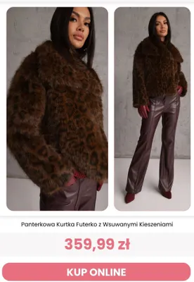 Panterkowa kurtka futerko z wsuwanymi kieszeniami Renee promocja w Renee