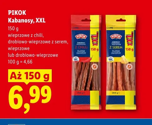 Kabanosy wieprzowe z chili Pikok XXL promocja w Lidl
