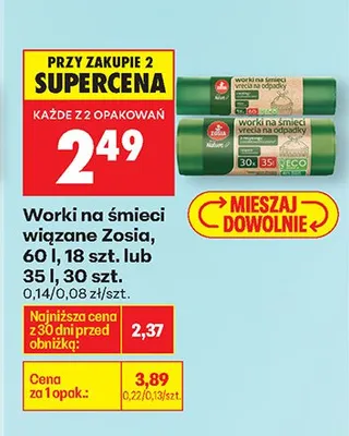 Worki na śmieci wiązane promocja w Biedronka