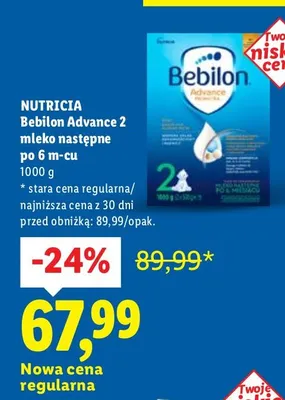 Mleko następne Bebilon Advance 2 po 6 m-cu promocja w Lidl