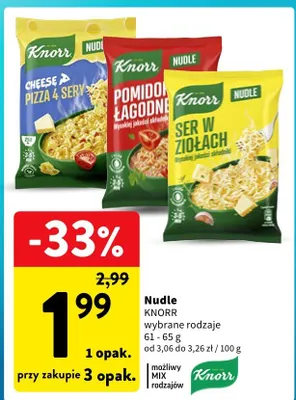 Nudle Knorr cheese pizza 4 sery promocja w Intermarche