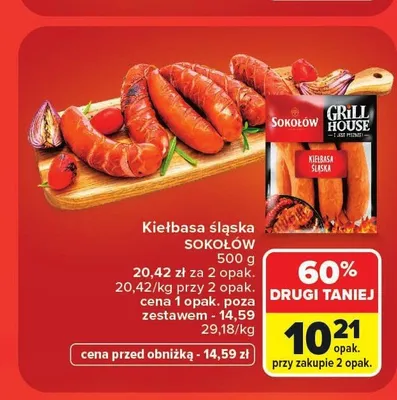 Kiełbasa śląska Sokołów promocja w Carrefour Market