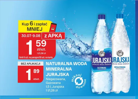 Woda mineralna gazowana Jurajska promocja w Chorten
