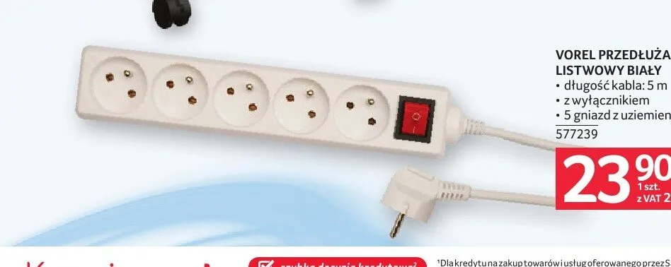 Przedłużacz listwowy Vorel biały promocja w Selgros
