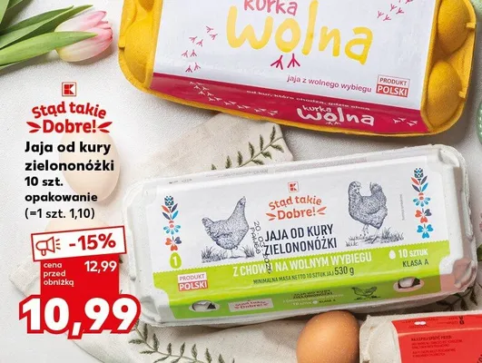 Jaja świeże z wolnego wybiegu klasa L promocja w Kaufland