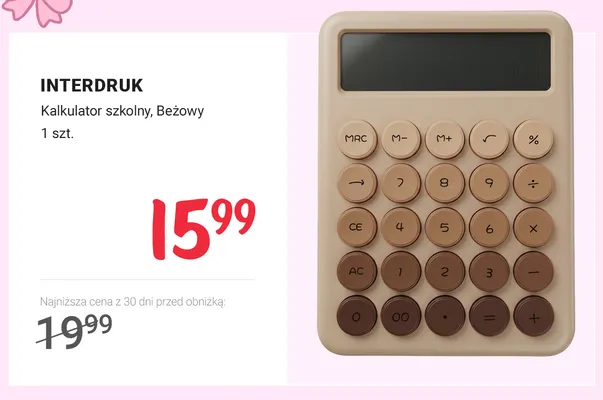 Kalkulator szkolny beżowy Interdruk promocja w Rossmann