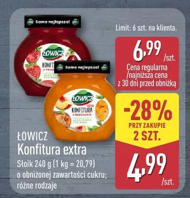 Konfitura extra różne rodzaje promocja w Aldi