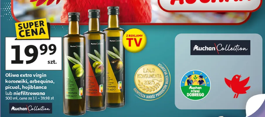 Oliwa extra virgin koroneki, arbequina, picual, hojiblanca lub niefiltrowana promocja w Auchan
