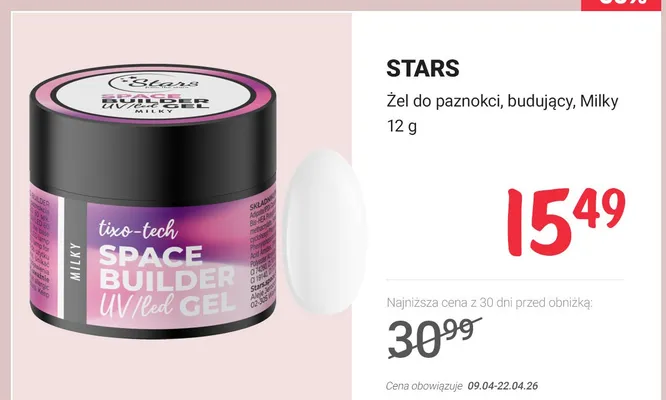 Żel do paznokci, budujący, Milky promocja w Rossmann