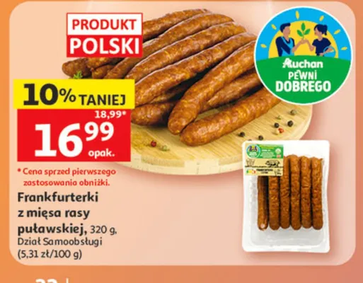 Frankfurterki z mięsa rasy puławskiej Auchan Pewni Dobrego promocja w Auchan